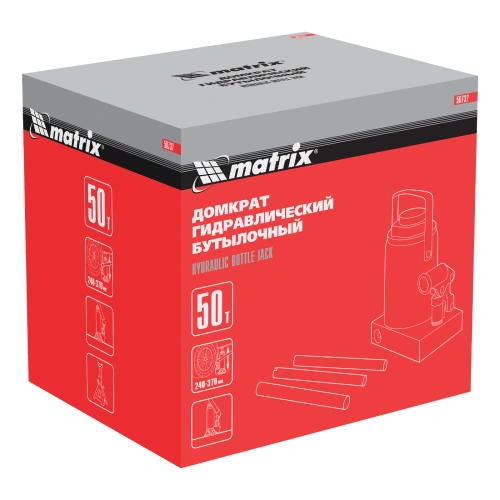 Домкрат гидравлический бутылочный, 50 т, высота подъема 240-370 мм Matrix по ценам производителя в Челябинске с доставкой по всей России