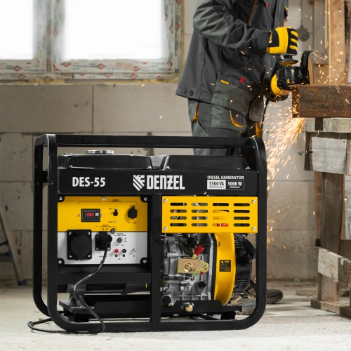 Генератор дизельный DES-55, 5,5 кВт, 230 В, 11 л, ручной стартер Denzel по ценам производителя в Челябинске с доставкой по всей России