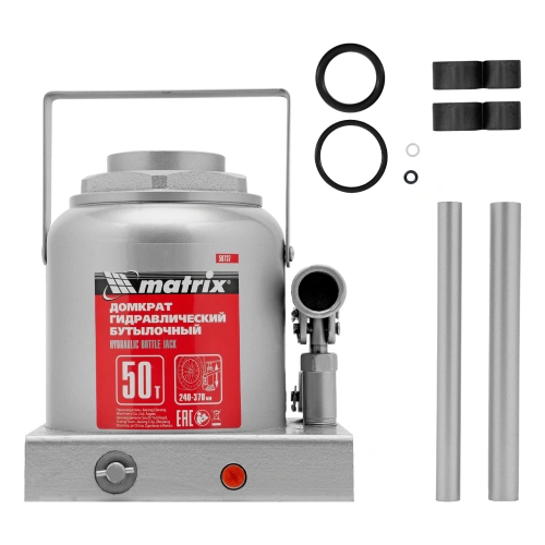 Домкрат гидравлический бутылочный, 50 т, высота подъема 240-370 мм Matrix по ценам производителя в Челябинске с доставкой по всей России