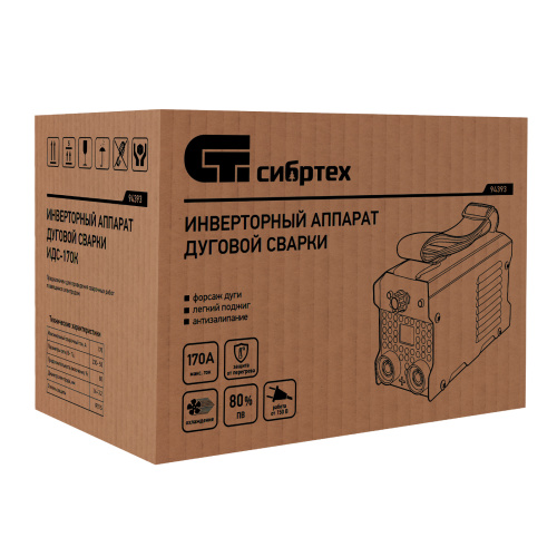 Инверторный аппарат дуговой сварки ИДС-170K, 170 А, ПВ 80%, диаметр электрода 1,6-3,2 мм Сибртех по ценам производителя в Челябинске с доставкой по всей России