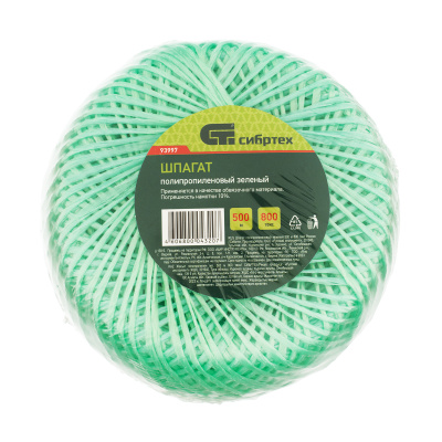 Шпагат полипропиленовый зеленый, 1.4 мм, L 500, Сибртех по ценам производителя в Челябинске с доставкой по всей России