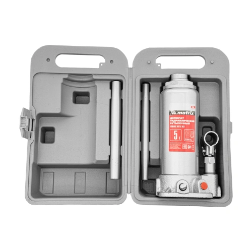 Домкрат гидравлический бутылочный, 5 т, высота подъема 216-413 мм, в пластиковый кейсе Matrix по ценам производителя в Челябинске с доставкой по всей России