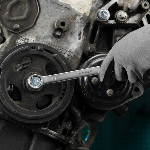 Набор ключей комбинированных, 8-19 мм, 8 шт, CrV, матовый хром Stels по ценам производителя в Челябинске с доставкой по всей России