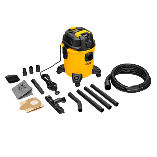 Пылесос строительный RVC20, 1400 Вт, бак 20 л, шланг 3 м, розетка с автосинхр. Denzel по ценам производителя в Челябинске с доставкой по всей России
