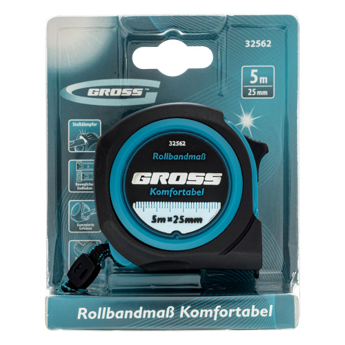 Рулетка Komfortabel 5 м х 25 мм,обрезиненный корпус Gross по ценам производителя в Челябинске с доставкой по всей России