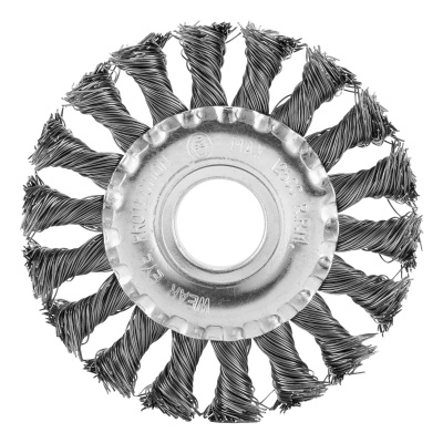 Щетка для УШМ, 100 мм, посадка 22.2 мм, плоская, крученая проволока 0.5 мм Сибртех по ценам производителя в Челябинске с доставкой по всей России