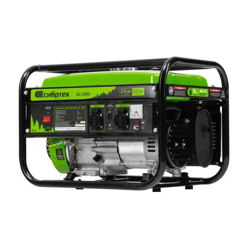 Генератор бензиновый БС-2800, 2.5 кВт, 230В, четырехтактный, 15 л, ручной стартер Сибртех по ценам производителя в Челябинске с доставкой по всей России