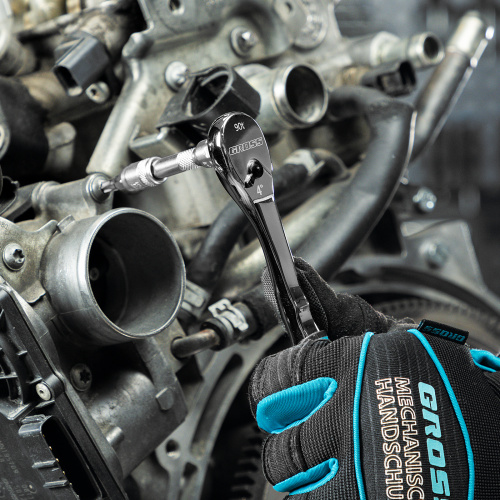 Ключ-трещотка 1/4", CrV, 90 зубьев, усиленный, хром Gross по ценам производителя в Челябинске с доставкой по всей России