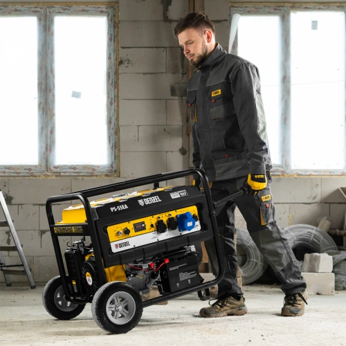 Генератор бензиновый PS 55 EA, 5.5 кВт, 230 В, 25 л, коннектор автоматики, электростартер Denzel по ценам производителя в Челябинске с доставкой по всей России