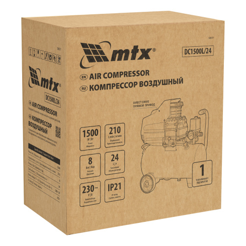 Компрессор воздушный DC1500L/24, 1,5 кВт, 24 л, 210 л/мин MTX по ценам производителя в Челябинске с доставкой по всей России
