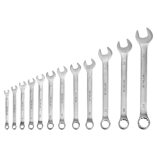 Набор ключей комбинированных 6-22 мм, 12 шт, CrV, матовый хром Stels по ценам производителя в Челябинске с доставкой по всей России