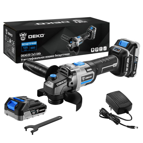 Углошлифовальная машина бесщеточная DEKO DKAG20, 20В, 2*3.0Ач по ценам производителя в Челябинске с доставкой по всей России