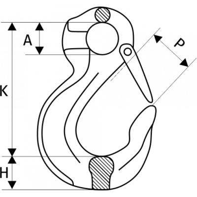 Крюк с проушиной и защелкой 3,15 т, размер 10 - 8 по ценам производителя в Челябинске с доставкой по всей России