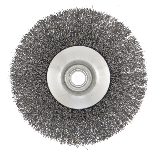 Щетка для УШМ, 125 мм, М14, "тарелка", витая проволока Сибртех по ценам производителя в Челябинске с доставкой по всей России