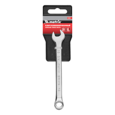 Ключ комбинированный, 10 мм, CrV, полированный хром Matrix по ценам производителя в Челябинске с доставкой по всей России