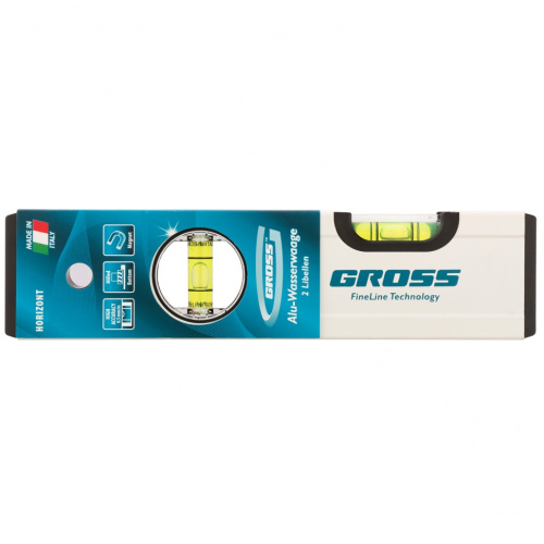 Уровень алюминиевый, 200 мм, фрезерованный, 2 глазка, магнитный Gross по ценам производителя в Челябинске с доставкой по всей России