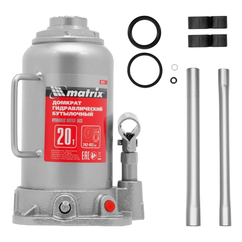 Домкрат гидравлический бутылочный, 20 т, высота подъема 242-452 мм Matrix по ценам производителя в Челябинске с доставкой по всей России
