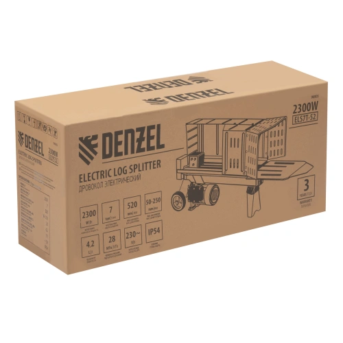 Дровокол электрический ELS7T-52, 2300 Вт, сила раскола 7т, макс. размеры полена D250 x 520 мм Denzel по ценам производителя в Челябинске с доставкой по всей России