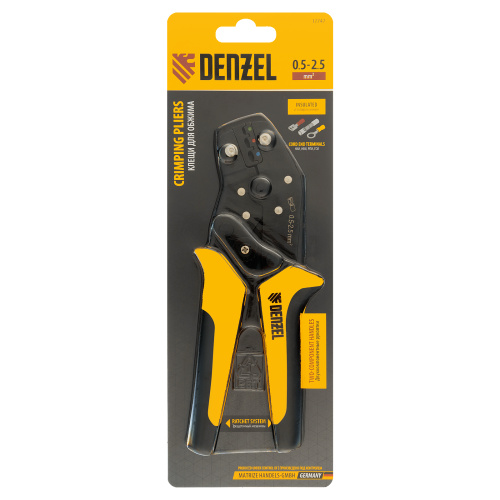 Клещи для обжима изолир. наконечников НКИ и НВИ, разъемов РПИ, гильз ГСИ, 0,5 - 2,5 мм2 Denzel по ценам производителя в Челябинске с доставкой по всей России