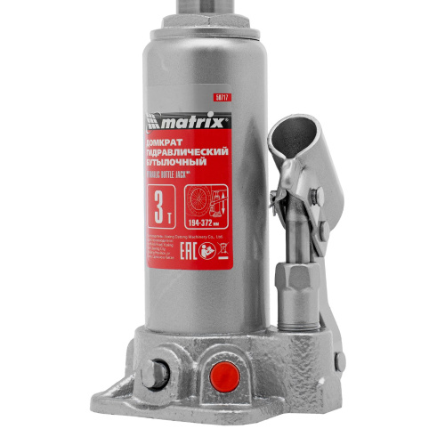 Домкрат гидравлический бутылочный, 3 т, высота подъема 194-372 мм Matrix по ценам производителя в Челябинске с доставкой по всей России