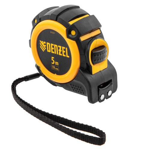 Рулетка 5м х 19мм, автоматич. фиксац., нейлон. покрытие, магнит. зацеп, двухстор. разметка Denzel по ценам производителя в Челябинске с доставкой по всей России