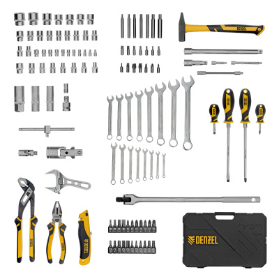 Набор инструментов, 1/2", 1/4", CrV, S2, пластиковый кейс, 122 предмета Denzel по ценам производителя в Челябинске с доставкой по всей России