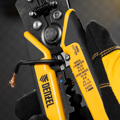 Щипцы для зачистки электропроводов 0,2-6 мм², функция обрезания проводов Denzel по ценам производителя в Челябинске с доставкой по всей России