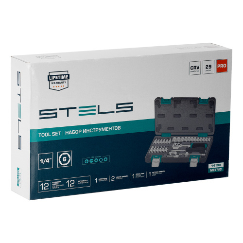 Набор инструментов, 1/4", CrV, пластиковый кейс 29 предметов Stels по ценам производителя в Челябинске с доставкой по всей России