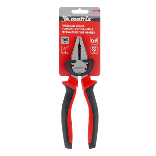 Плоскогубцы комбинированные, 160 мм, хром-ванадий, двухкомпонентные рукоятки Matrix по ценам производителя в Челябинске с доставкой по всей России