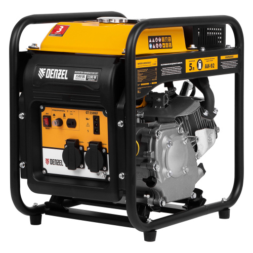 Генератор инверторный GT-3500iF, 3.5 кВт, 230 В, бак 5 л, открытый корпус, ручной старт Denzel по ценам производителя в Челябинске с доставкой по всей России