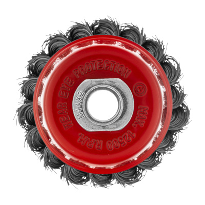 Щетка для УШМ, 75 мм, М14, "чашка", крученая проволока 0.35 мм Matrix по ценам производителя в Челябинске с доставкой по всей России