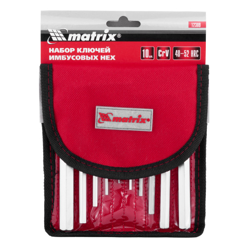Набор ключей имбусовых HEX, 1.5-12 мм, CrV, 10 шт, короткие, сатин, чехол Matrix по ценам производителя в Челябинске с доставкой по всей России