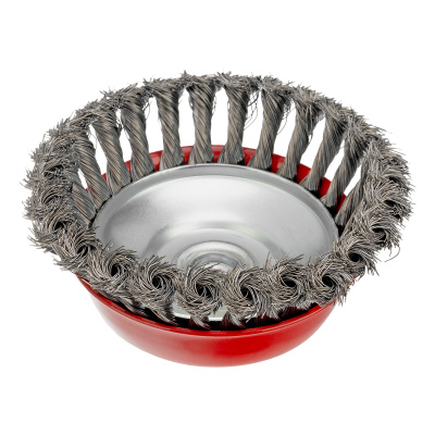 Щетка для УШМ, 125 мм, М14, "чашка", крученая проволока 0.35 мм Matrix по ценам производителя в Челябинске с доставкой по всей России