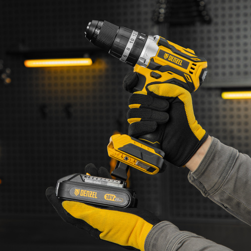 Дрель-шуруповерт аккумуляторная ударная бесщет CIDB-18-02, Li-Ion, 18 В Denzel по ценам производителя в Челябинске с доставкой по всей России