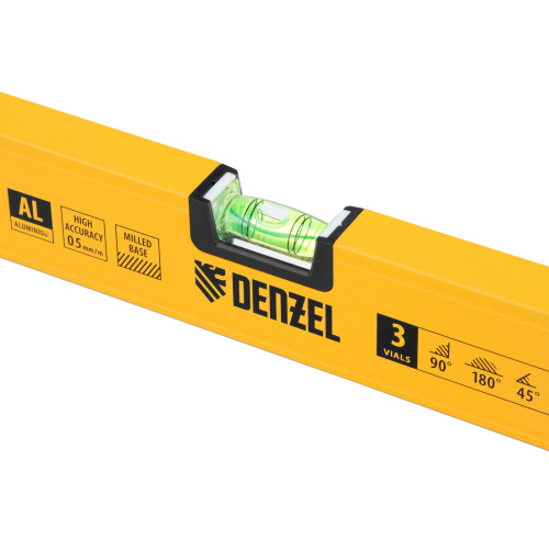 Уровень алюминиевый, магнит, фрезерованный, 3 глазка (1 зеркал.) 0,5 мм/м, 1200 мм Denzel по ценам производителя в Челябинске с доставкой по всей России