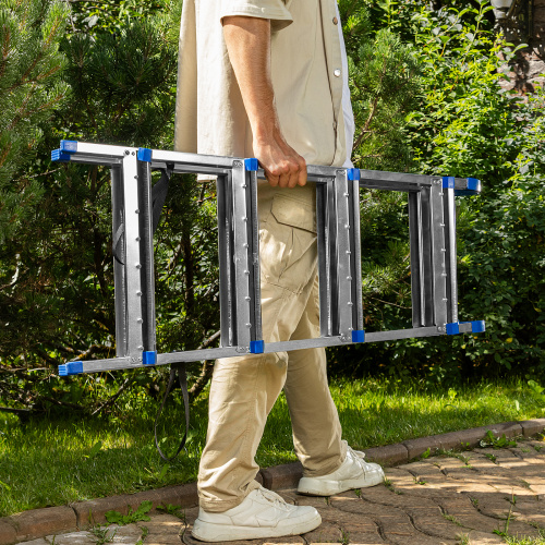 Стремянка двухсторонняя 4 ступени, сталь профиль, стальные ступени, Сибртех по ценам производителя в Челябинске с доставкой по всей России