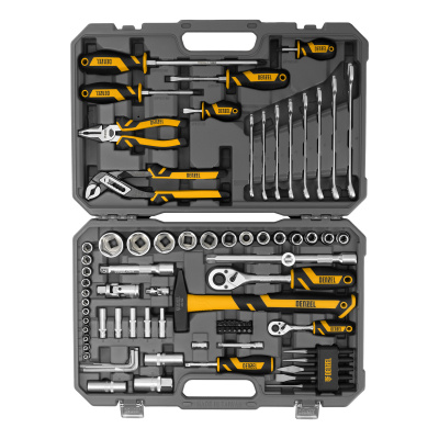 Набор инструментов, 1/2", 1/4", CrV, S2, пластиковый кейс, 84 предмета Denzel по ценам производителя в Челябинске с доставкой по всей России
