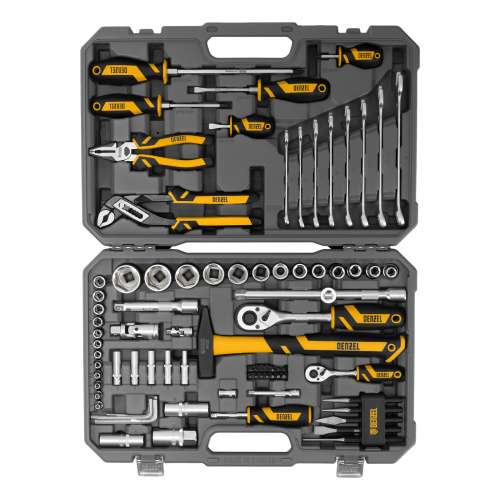 Набор инструментов, 1/2", 1/4", CrV, S2, пластиковый кейс, 84 предмета Denzel по ценам производителя в Челябинске с доставкой по всей России