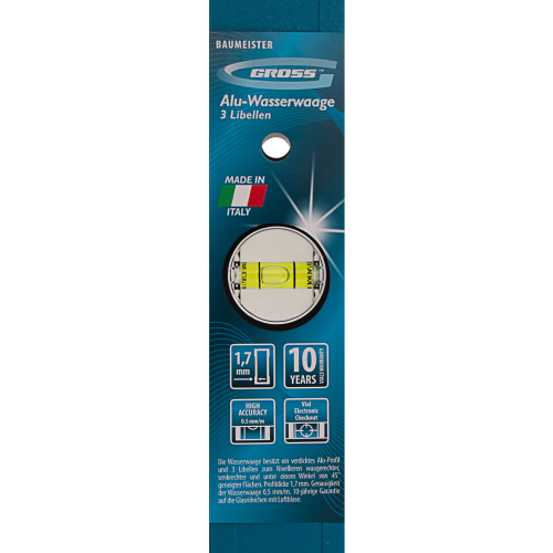 Уровень алюминиевый усиленный, 800 мм, 3 глазка Gross по ценам производителя в Челябинске с доставкой по всей России