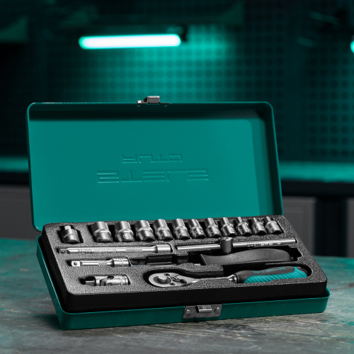 Набор торцевых головок с трещоткой, 1/4", 18 предметов Stels по ценам производителя в Челябинске с доставкой по всей России