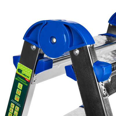 Стремянка двухсторонняя 4 ступени, сталь профиль, стальные ступени, Сибртех по ценам производителя в Челябинске с доставкой по всей России