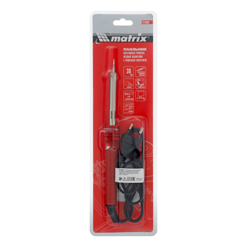 Паяльник, пластиковая рукоятка, медный наконечник с долговечным защитным покрытием, 220 В, 30 W Matrix по ценам производителя в Челябинске с доставкой по всей России