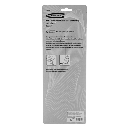 Набор ключей имбусовых HEX, 1.5-10 мм, S2, 9 шт, экстра-длинные с шаром, сатинированные Gross по ценам производителя в Челябинске с доставкой по всей России