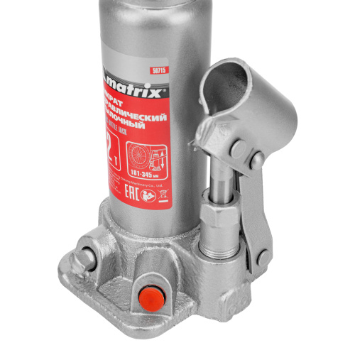 Домкрат гидравлический бутылочный, 2 т, высота подъема 181-345 мм Matrix по ценам производителя в Челябинске с доставкой по всей России