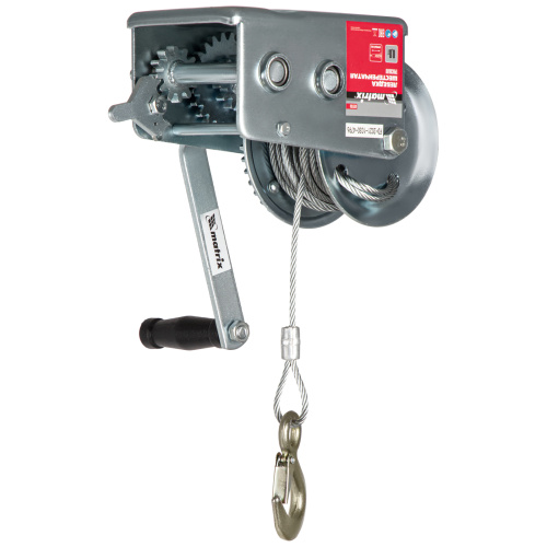 Лебедка шестеренчатая, тяга 0.8 т, тросовая Matrix по ценам производителя в Челябинске с доставкой по всей России