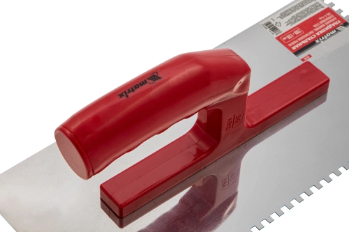 Гладилка из нержавеющей стали, 280 х 130 мм, зеркальная полировка, пластмассовая ручка, зуб 4 х 4 мм Matrix по ценам производителя в Челябинске с доставкой по всей России