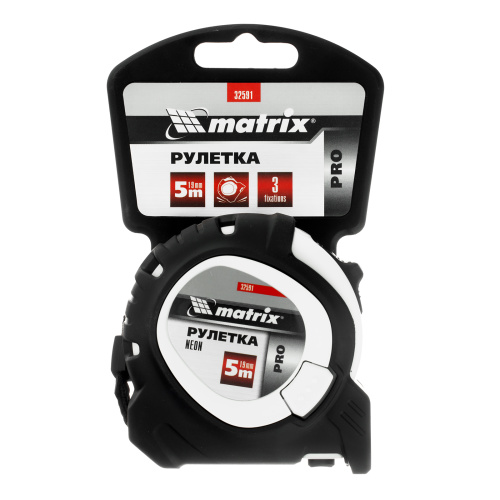 Рулетка Neon,5 м x 19 мм,обрезиненный корпус,3 фиксации,Pro Matrix по ценам производителя в Челябинске с доставкой по всей России