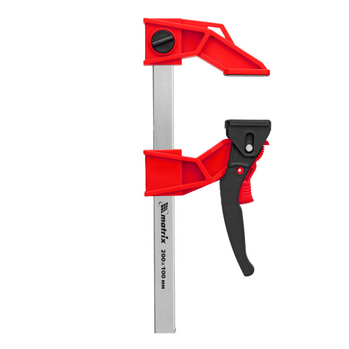 Струбцина реечная быстрозажимная, усиленная, пластиковый корпус рычажно-храповой механизм, 200 х 100 х 351 мм, штанга 5 х 22 мм Matrix по ценам производителя в Челябинске с доставкой по всей России