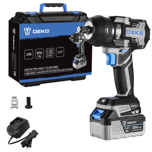 Гайковерт аккумуляторный бесщеточный DEKO ZKIS20 PRO MAX, 20В, 1*5.0Ач, 950 Нм, в кейсе по ценам производителя в Челябинске с доставкой по всей России