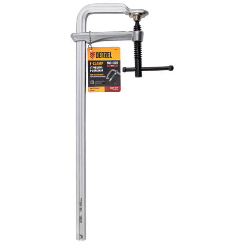 Струбцина F-образная, 100x400мм, кованая Denzel по ценам производителя в Челябинске с доставкой по всей России